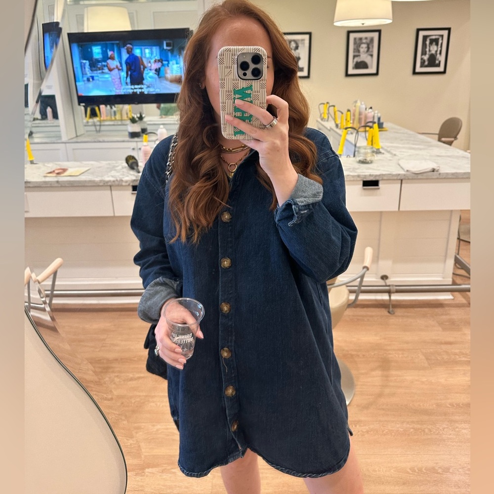 Sezane denim shirt dress
